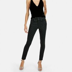 Express Mid Rise Rhinestone Studded Ankle Legging